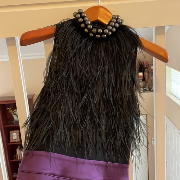 Brand new Bebe silk/real feather dress size XS - Picture 3 of 14